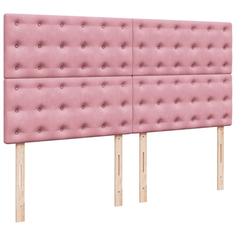 Pat box spring cu saltea, roz, 180x200 cm, catifea