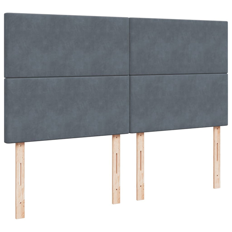 Pat box spring cu saltea, gri închis, 200x200 cm, catifea