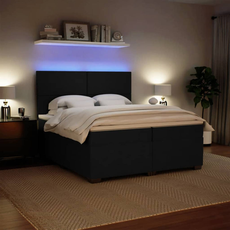 Pat box spring cu saltea, negru, 200x200 cm, catifea