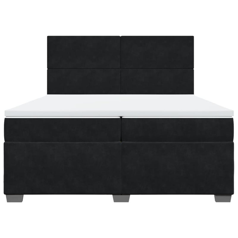 Pat box spring cu saltea, negru, 200x200 cm, catifea