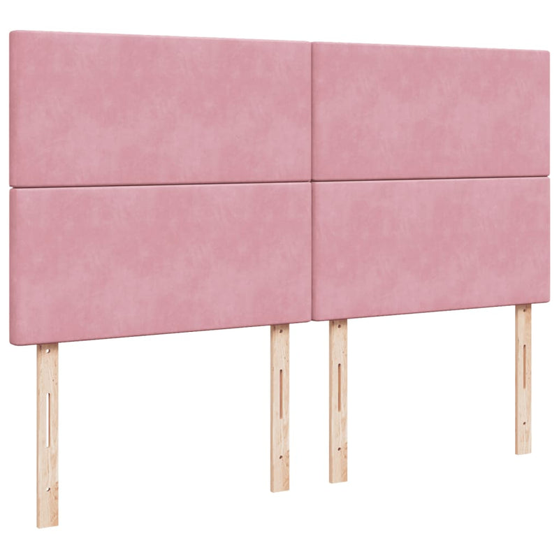 Pat box spring cu saltea, roz, 200x200 cm, catifea