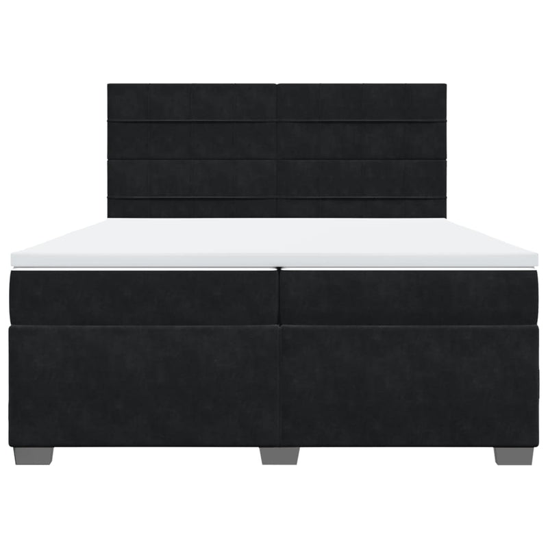 Pat box spring cu saltea, negru, 200x200 cm, catifea