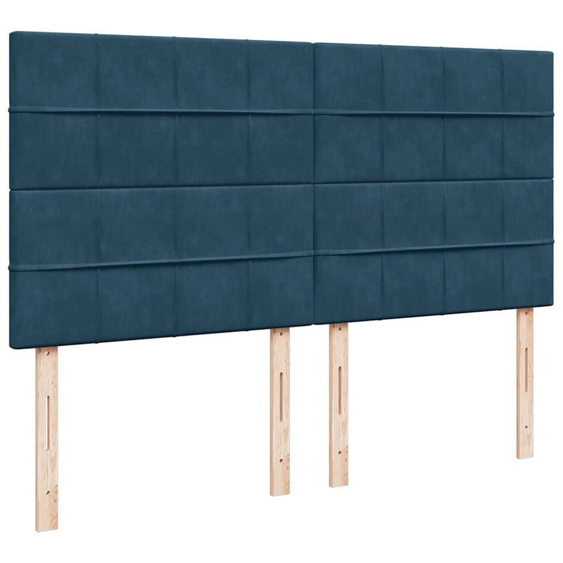 Pat box spring cu saltea, albastru, 200x200 cm, catifea