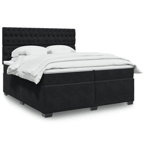 Pat box spring cu saltea, negru, 200x200 cm, catifea