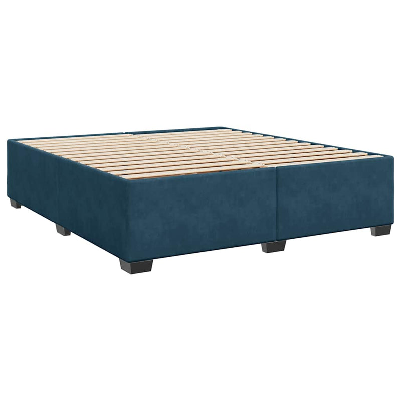 Pat box spring cu saltea, albastru, 200x200 cm, catifea