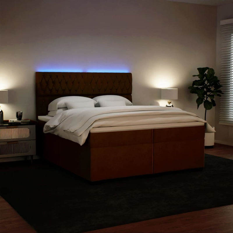 Pat box spring cu saltea, roz, 200x200 cm, catifea