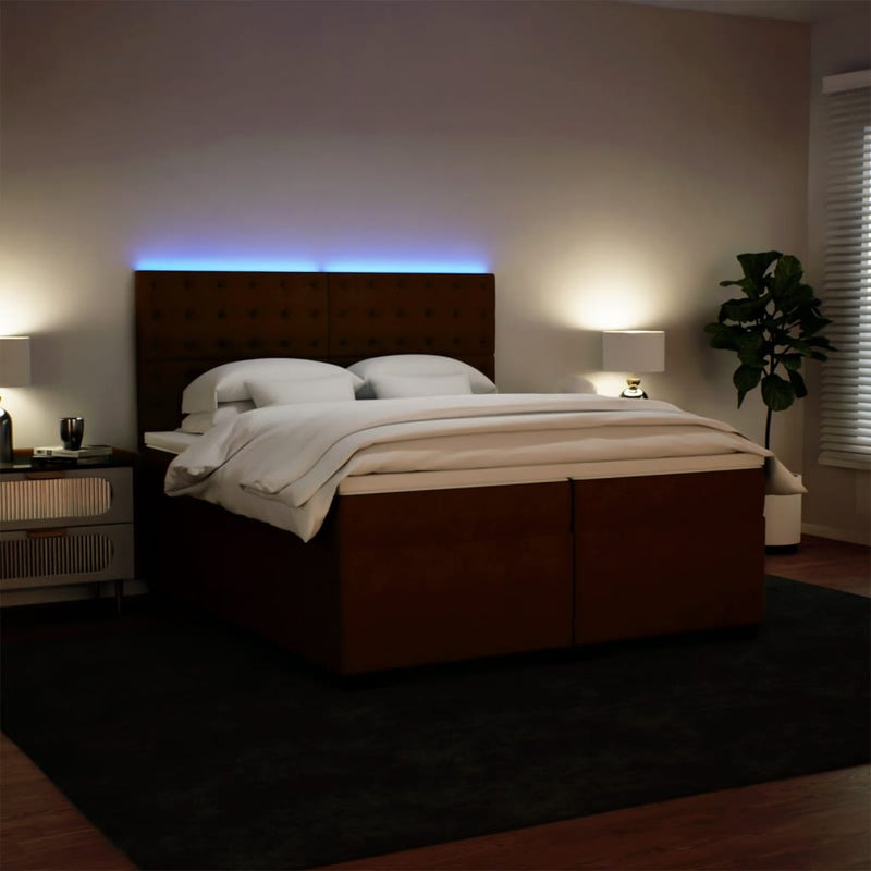 Pat box spring cu saltea, roz, 200x200 cm, catifea