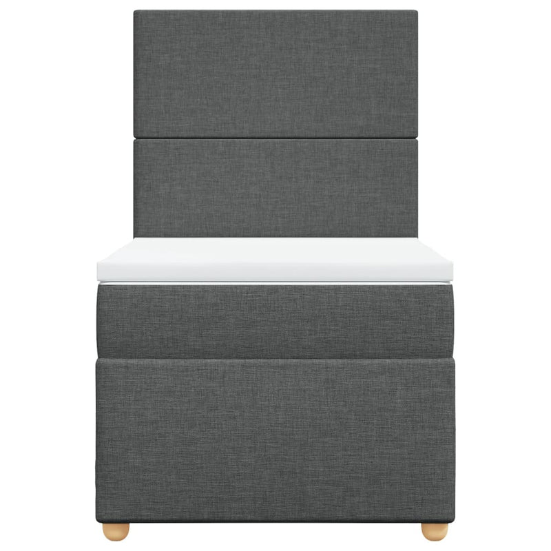 Pat box spring cu saltea, gri închis, 80x200 cm, textil
