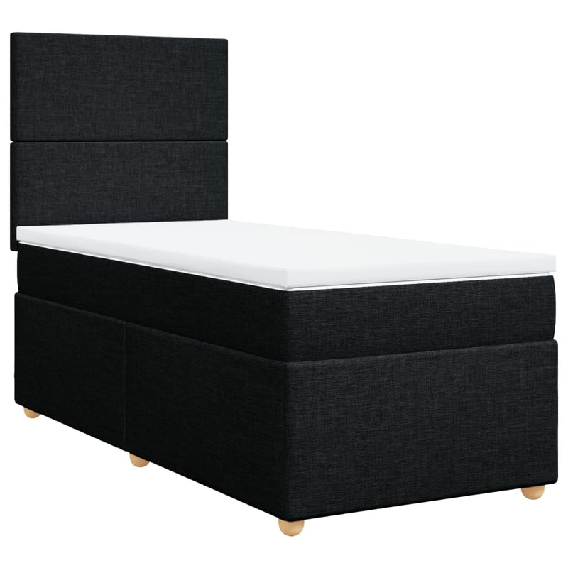 Pat box spring cu saltea, negru, 80x200 cm, textil