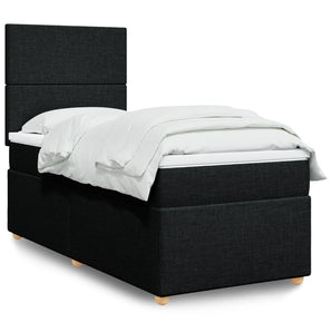 Pat box spring cu saltea, negru, 80x200 cm, textil
