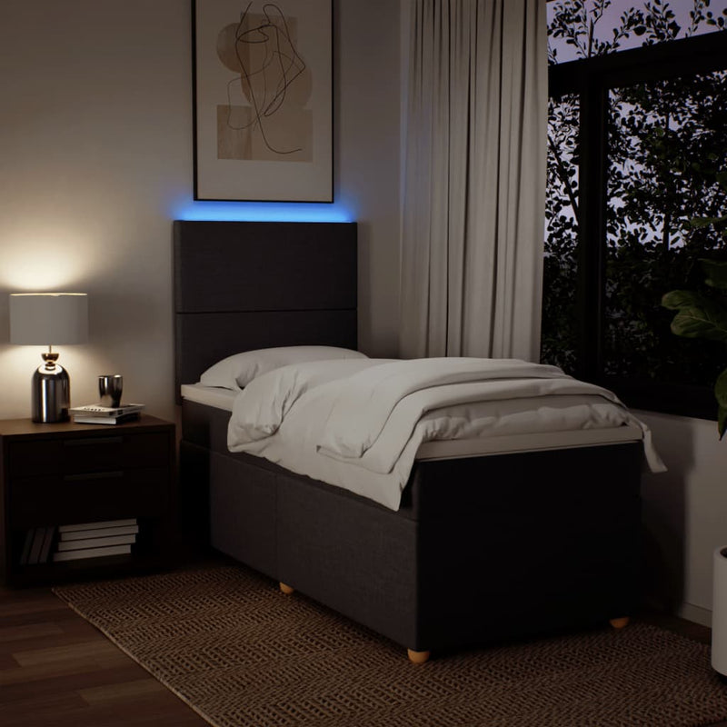 Pat box spring cu saltea, maro închis, 80x200 cm, textil