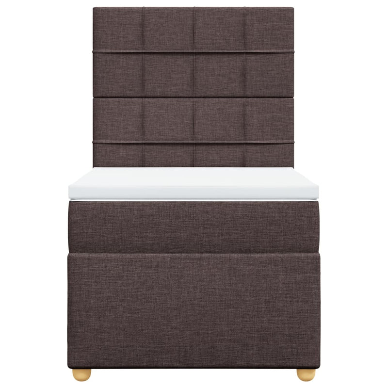 Pat box spring cu saltea, maro închis, 80x200 cm, textil