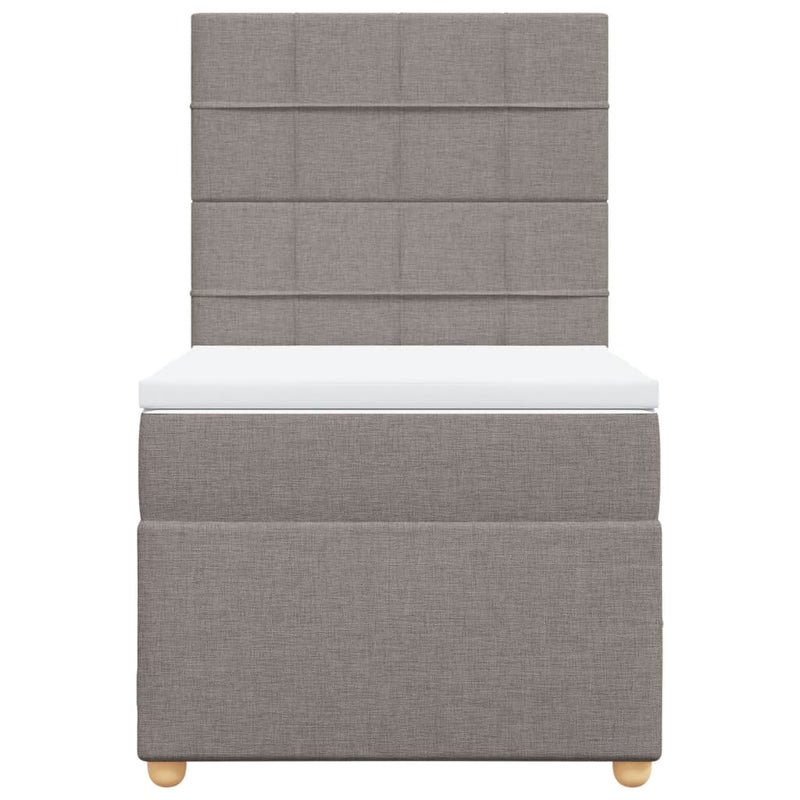 Pat box spring cu saltea, gri taupe, 80x200 cm, textil