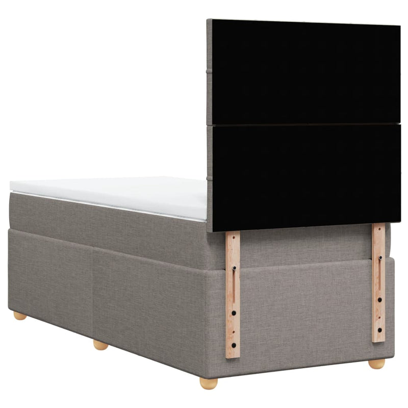 Pat box spring cu saltea, gri taupe, 80x200 cm, textil