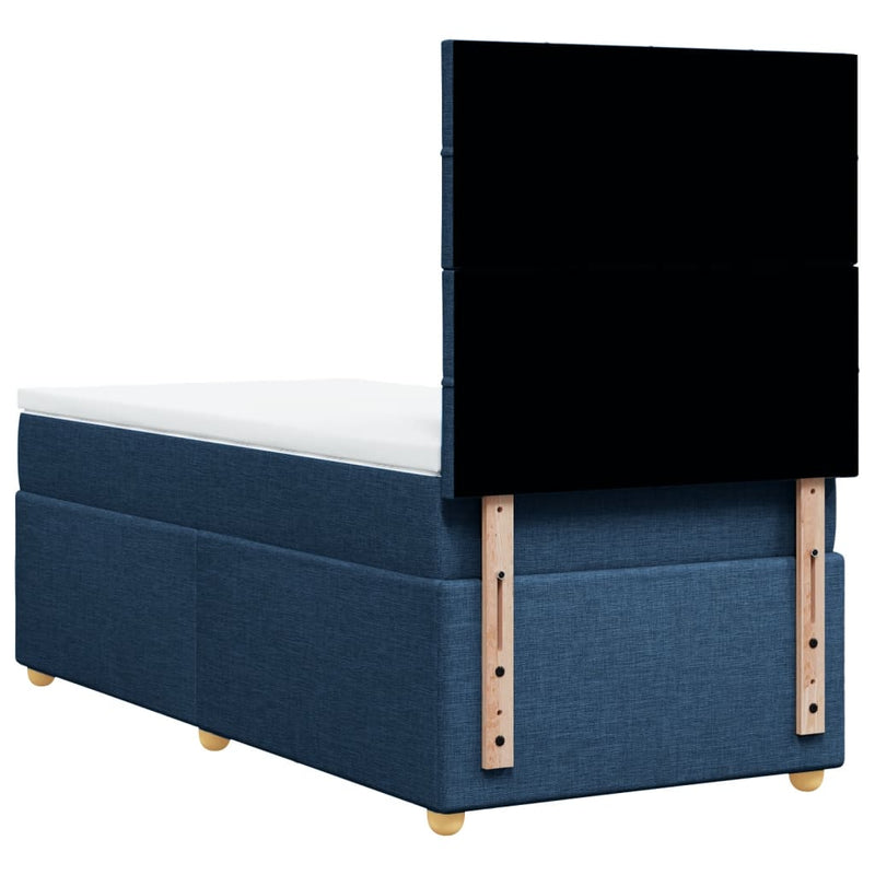 Pat box spring cu saltea, albastru, 80x200 cm, textil