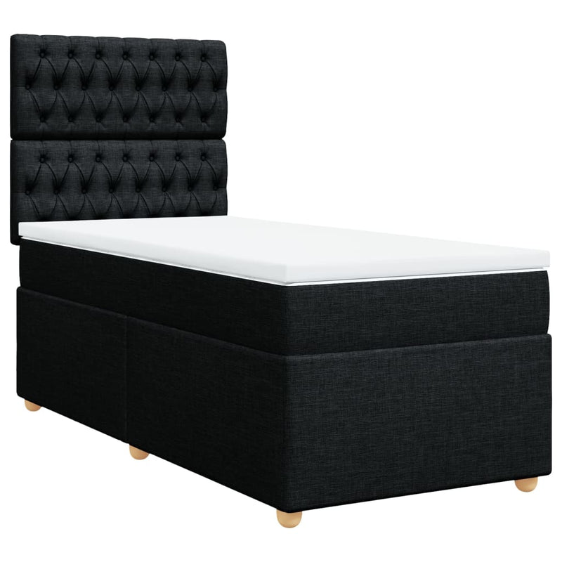 Pat box spring cu saltea, negru, 80x200 cm, textil