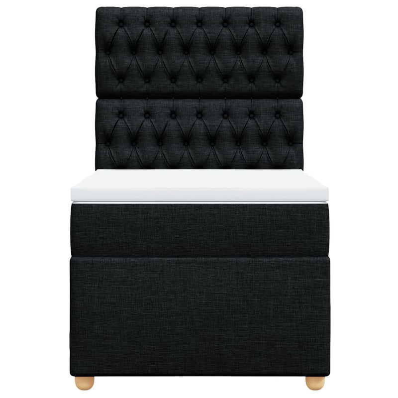 Pat box spring cu saltea, negru, 80x200 cm, textil