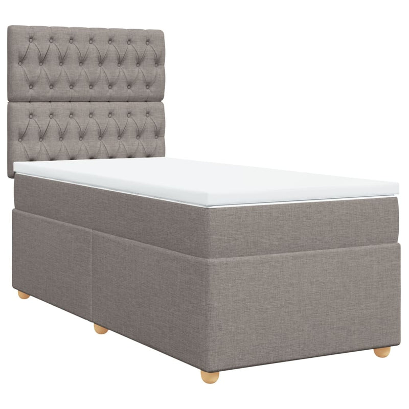 Pat box spring cu saltea, gri taupe, 80x200 cm, textil