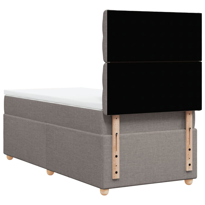 Pat box spring cu saltea, gri taupe, 80x200 cm, textil