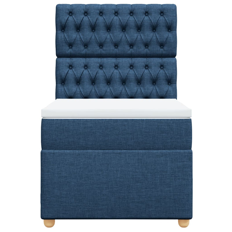 Pat box spring cu saltea, albastru, 80x200 cm, textil