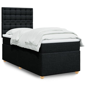 Pat box spring cu saltea, negru, 80x200 cm, textil