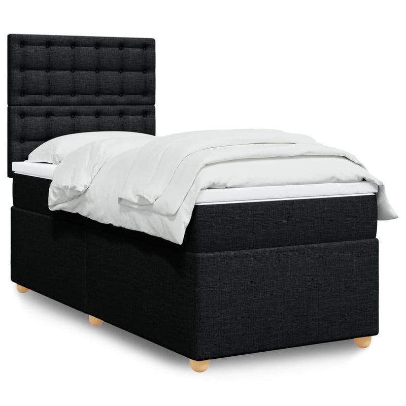 Pat box spring cu saltea, negru, 80x200 cm, textil