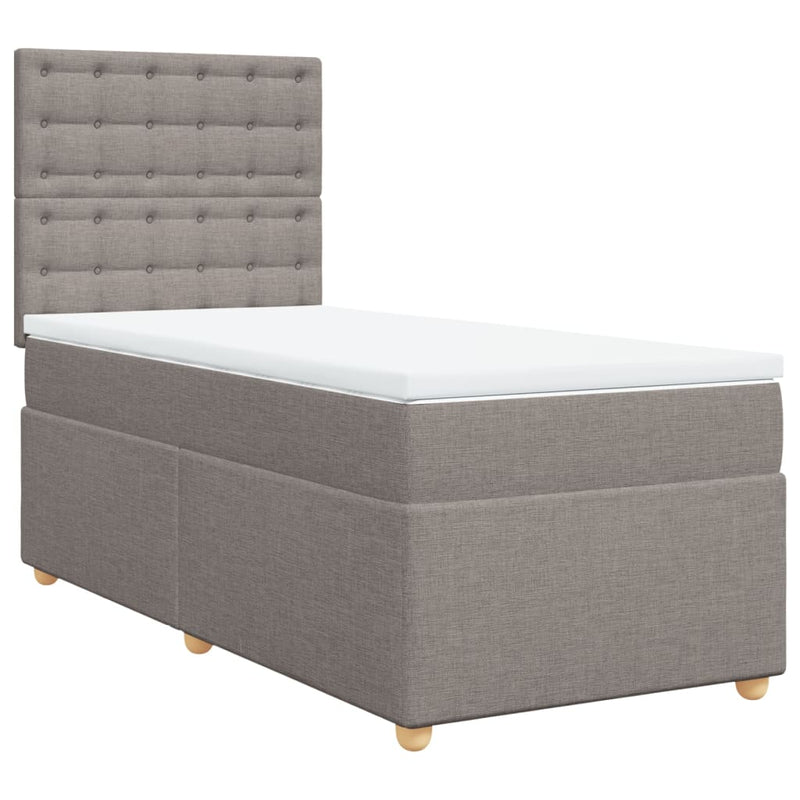 Pat box spring cu saltea, gri taupe, 80x200 cm, textil