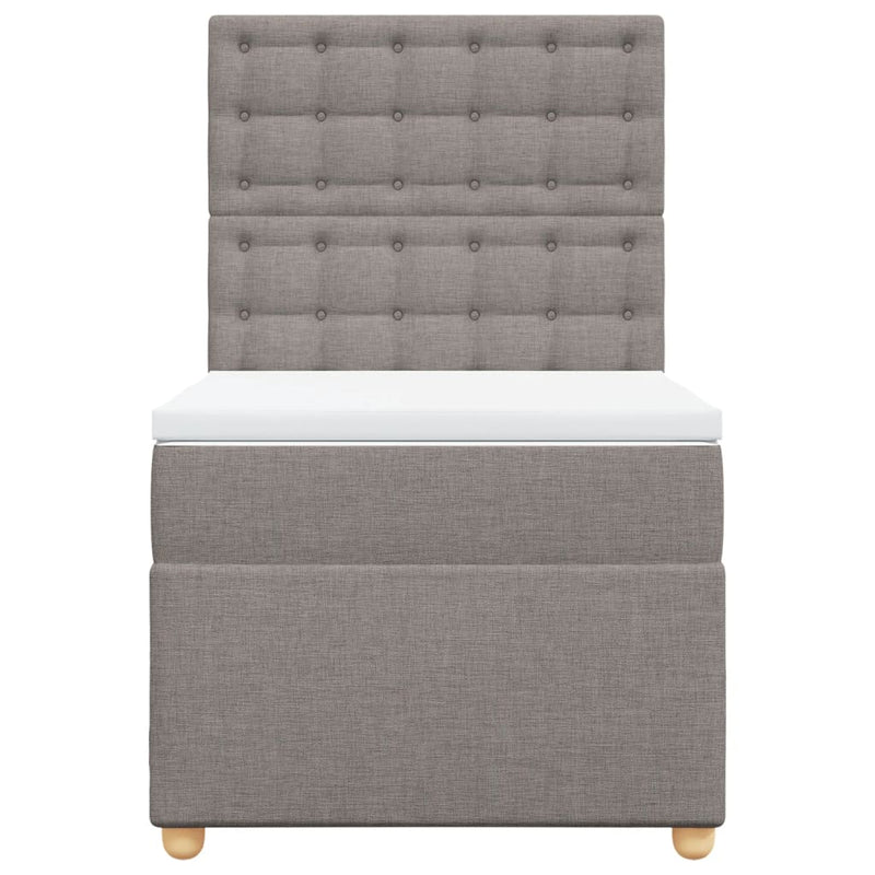 Pat box spring cu saltea, gri taupe, 80x200 cm, textil