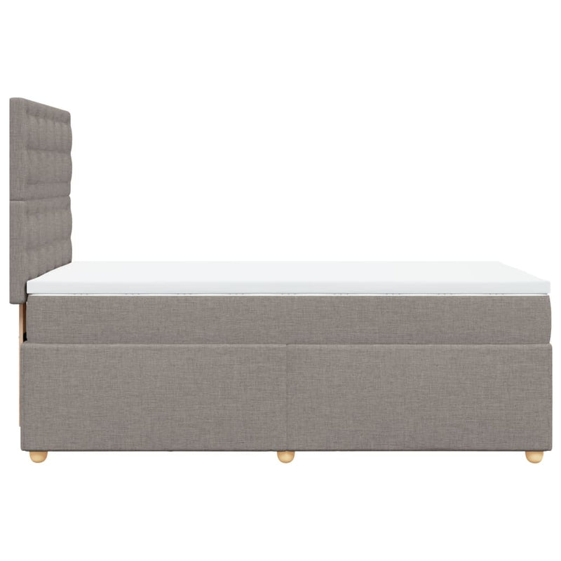Pat box spring cu saltea, gri taupe, 80x200 cm, textil