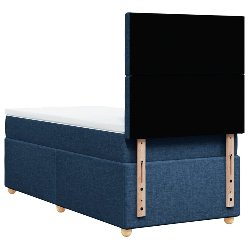 Pat box spring cu saltea, albastru, 80x200 cm, textil