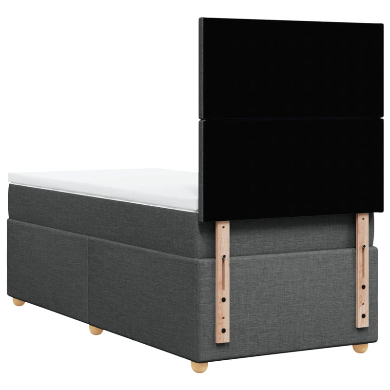 Pat box spring cu saltea, gri închis, 90x190 cm, textil