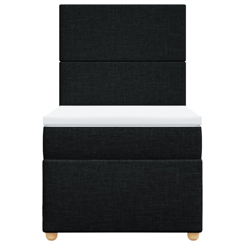 Pat box spring cu saltea, negru, 90x190 cm, textil