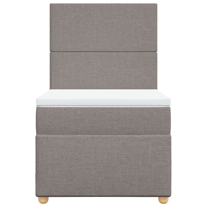 Pat box spring cu saltea, gri taupe, 90x190 cm, textil