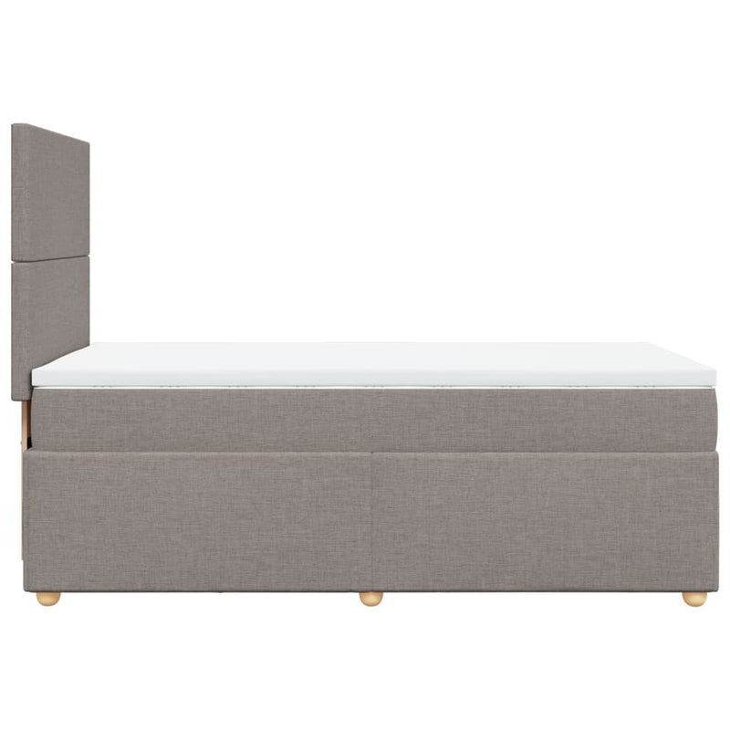 Pat box spring cu saltea, gri taupe, 90x190 cm, textil