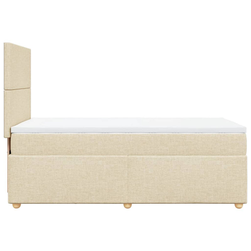 Pat box spring cu saltea, crem, 90x190 cm, textil