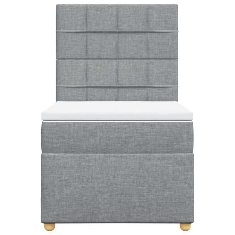 Pat box spring cu saltea, gri deschis, 90x190 cm, textil