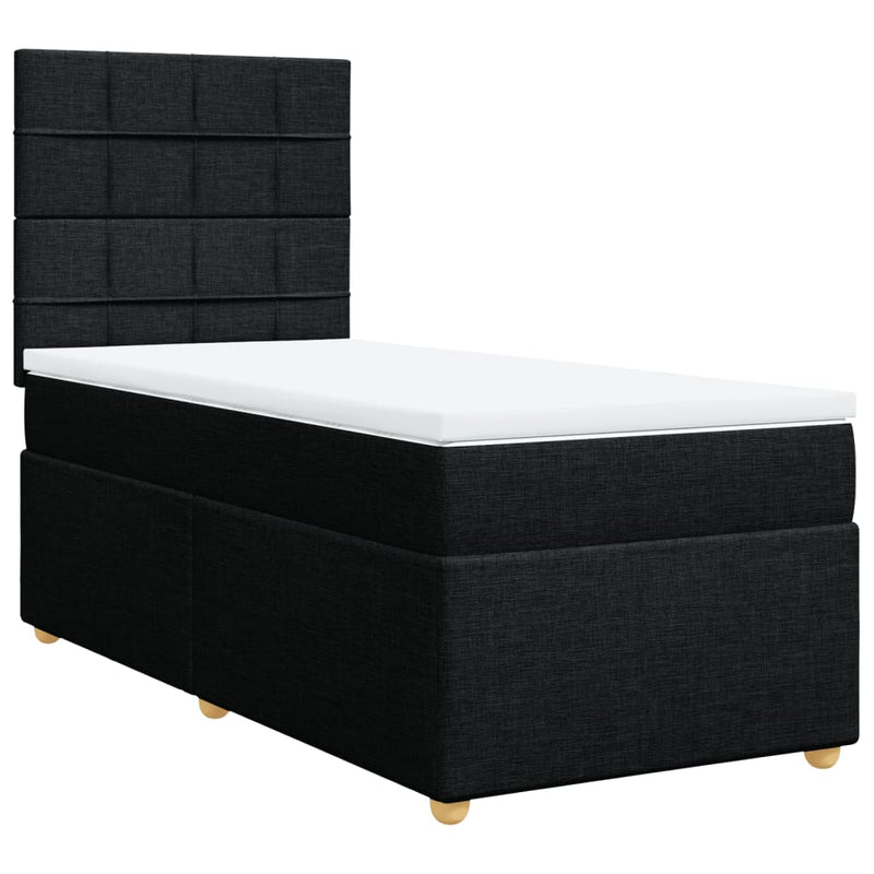 Pat box spring cu saltea, negru, 90x190 cm, textil