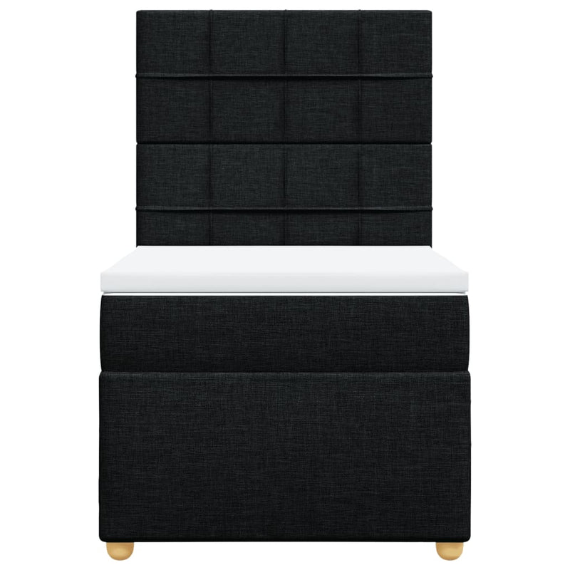 Pat box spring cu saltea, negru, 90x190 cm, textil