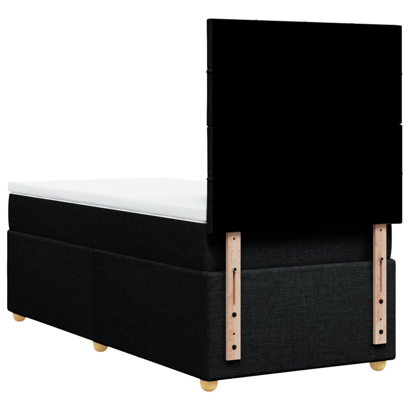Pat box spring cu saltea, negru, 90x190 cm, textil