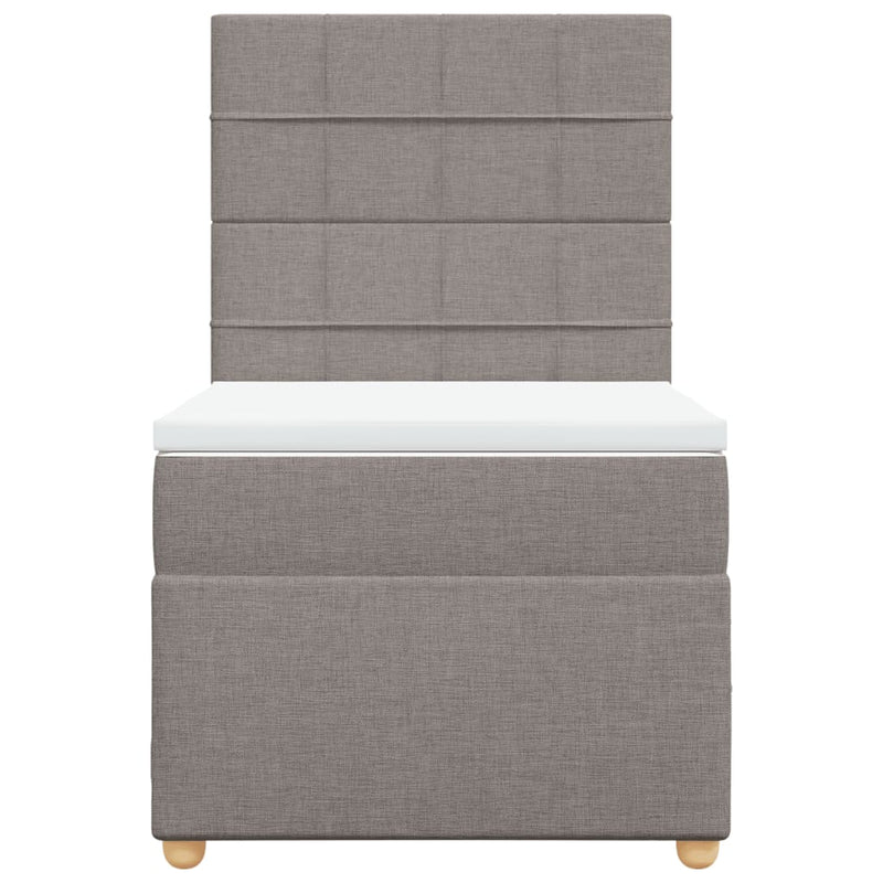 Pat box spring cu saltea, gri taupe, 90x190 cm, textil