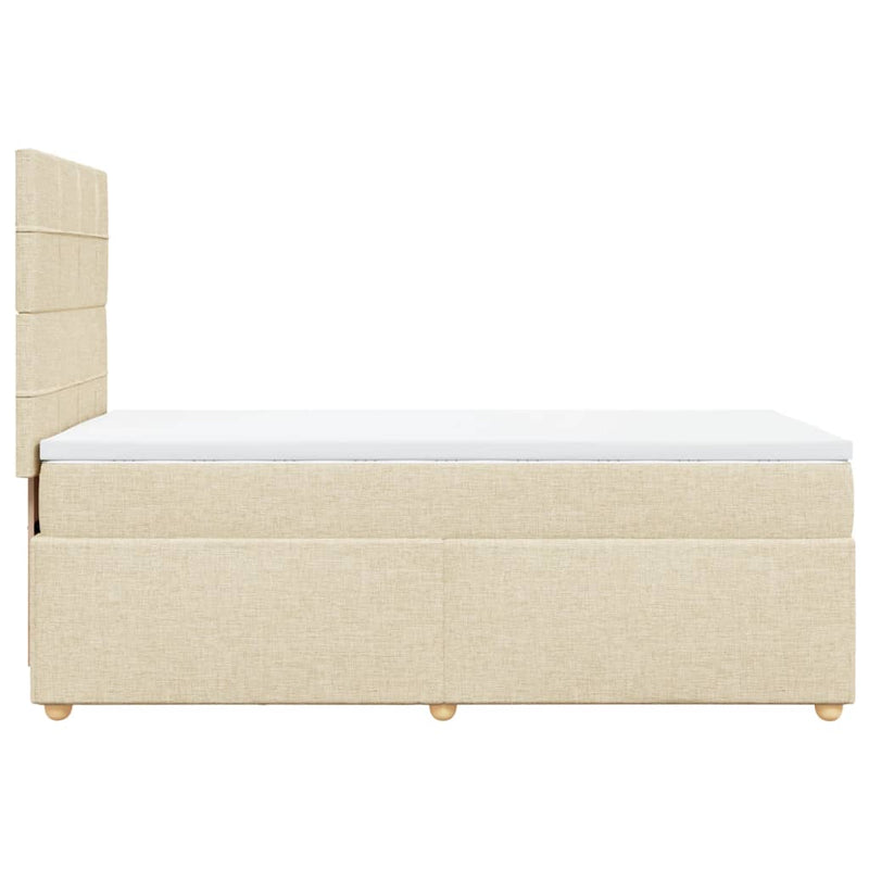 Pat box spring cu saltea, crem, 90x190 cm, textil