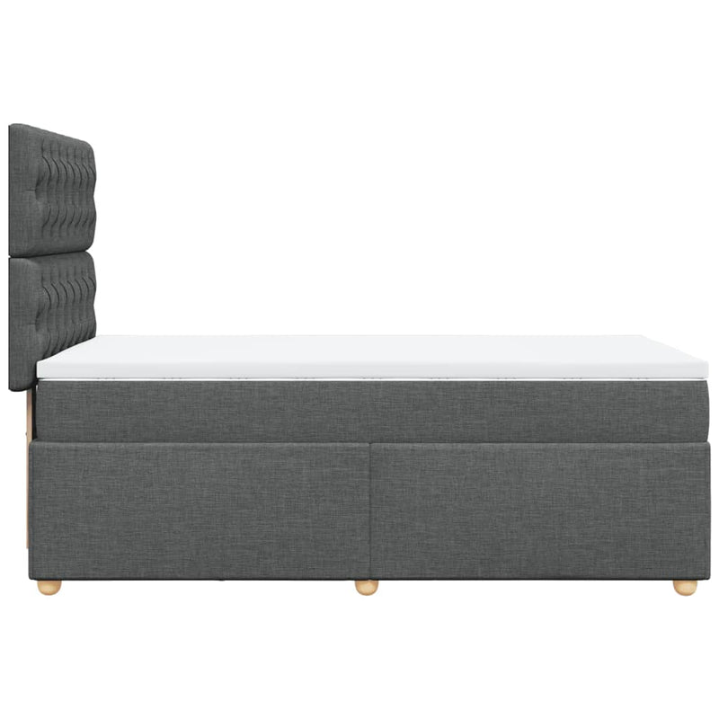 Pat box spring cu saltea, gri închis, 90x190 cm, textil