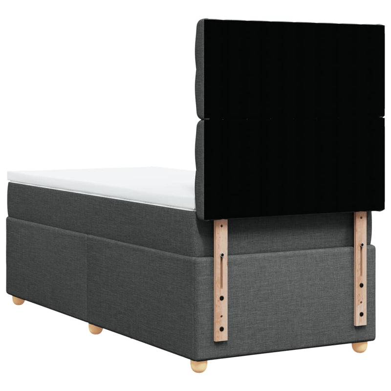 Pat box spring cu saltea, gri închis, 90x190 cm, textil