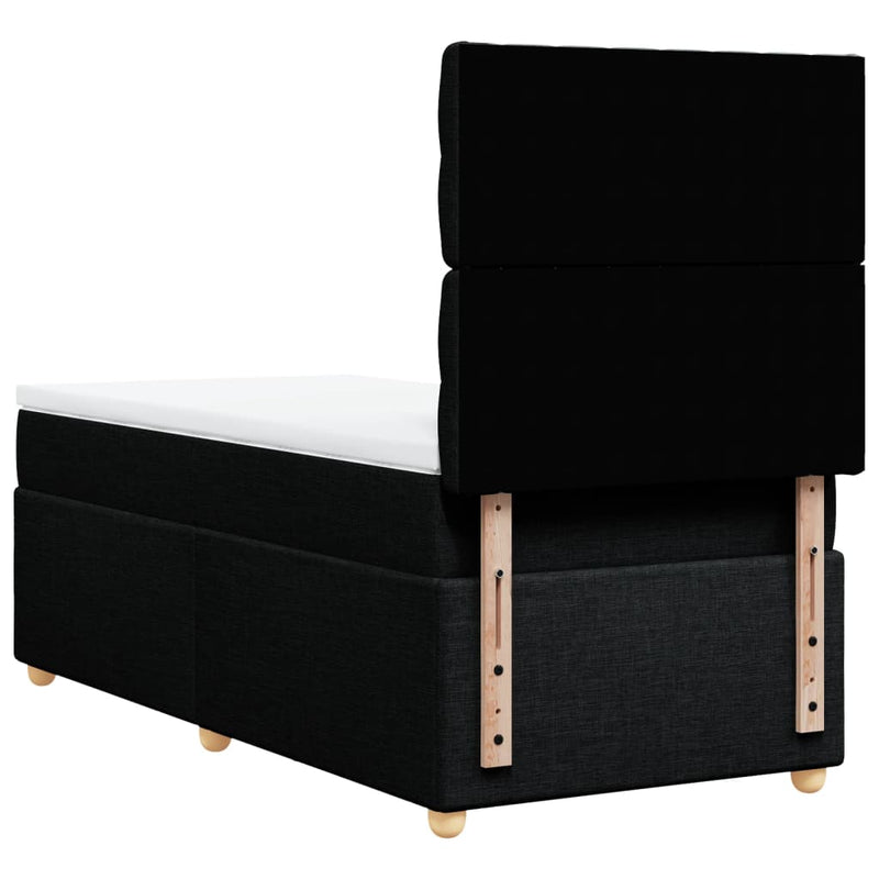Pat box spring cu saltea, negru, 90x190 cm, textil