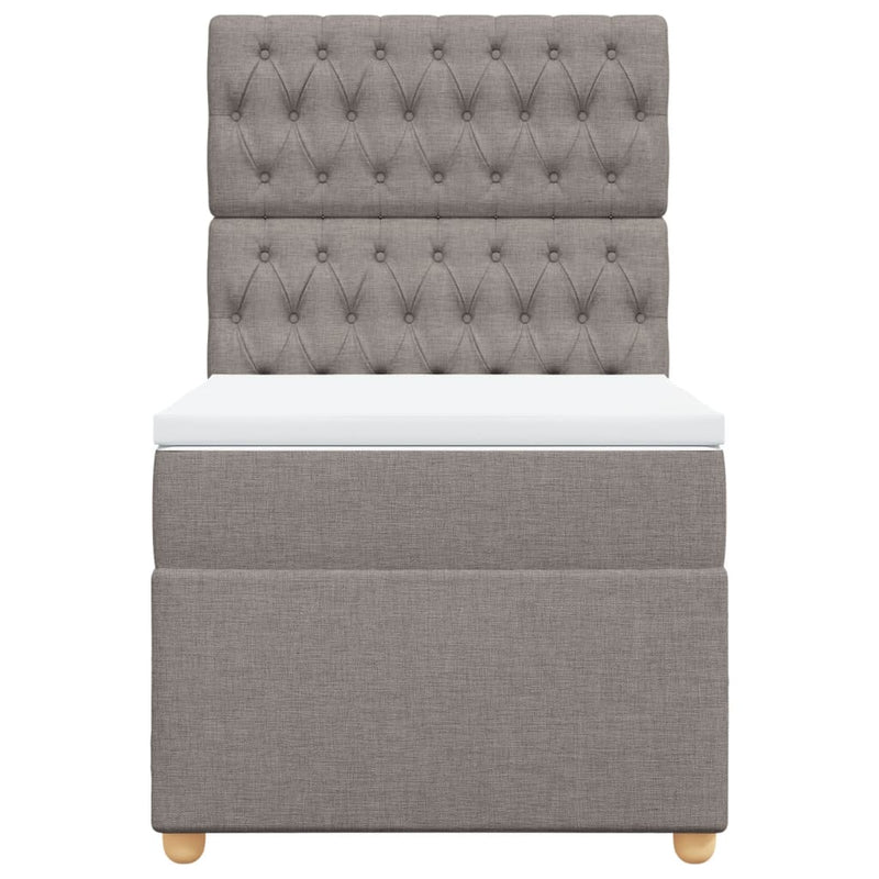 Pat box spring cu saltea, gri taupe, 90x190 cm, textil