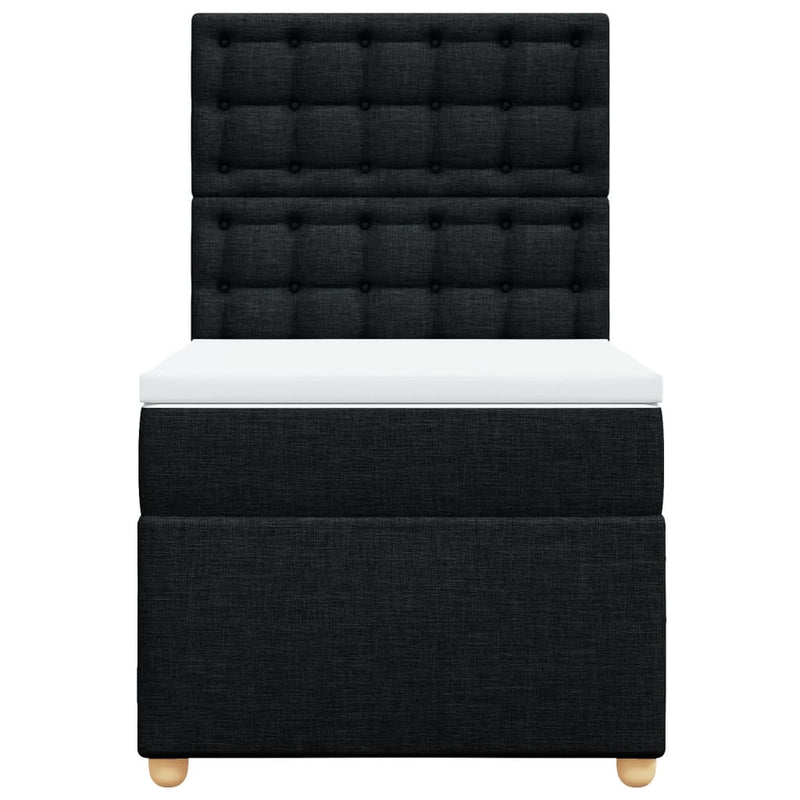 Pat box spring cu saltea, negru, 90x190 cm, textil