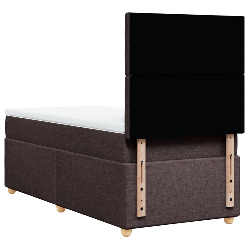 Pat box spring cu saltea, maro închis, 90x190 cm, textil