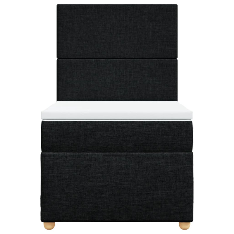 Pat box spring cu saltea, negru, 90x200 cm, textil