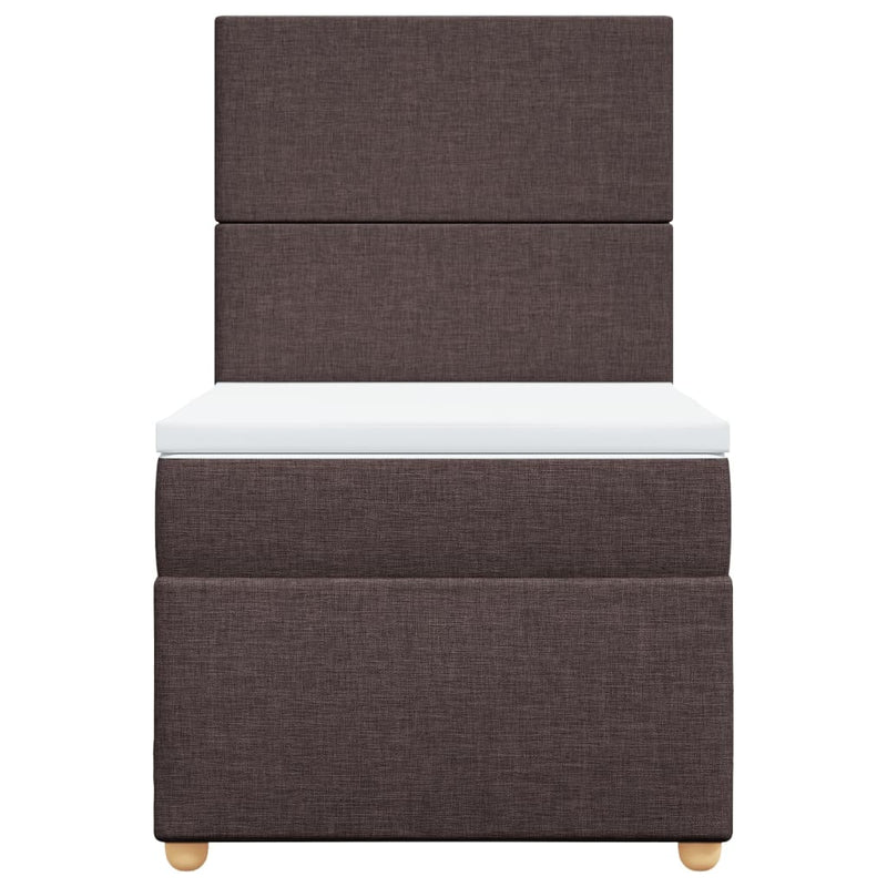 Pat box spring cu saltea, maro închis, 90x200 cm, textil