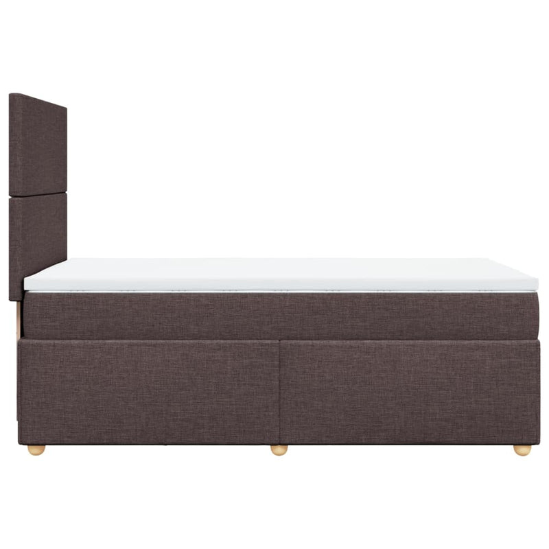 Pat box spring cu saltea, maro închis, 90x200 cm, textil